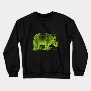 Albrecht Durer's Rhinoceros in Lime Green Crewneck Sweatshirt